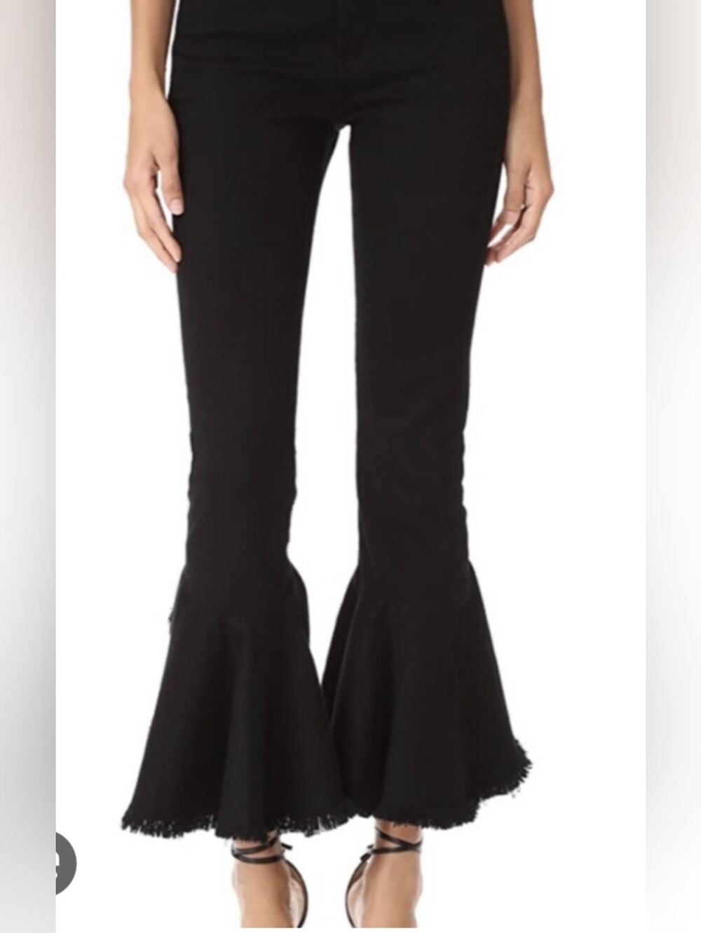 Citizens of Humanity Drew Flounce High Rise Crop Flare Jeans in Soiree Black 27